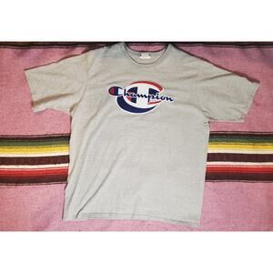 Champion Big Patch Embroidered Logo Gray Shirt 2XL